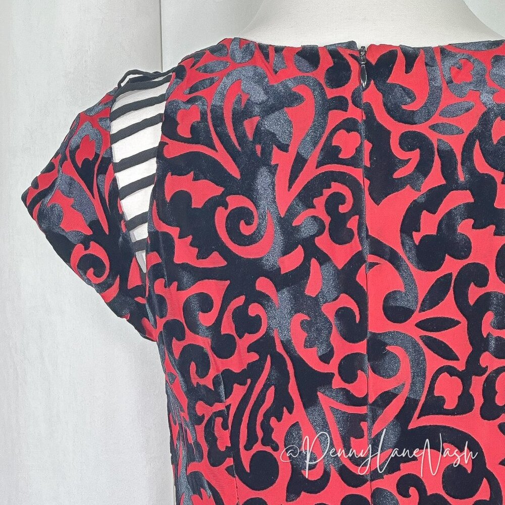 Shakuhachi Red Burnout Velvet Mini Bodycon Dress - Picture 10 of 10